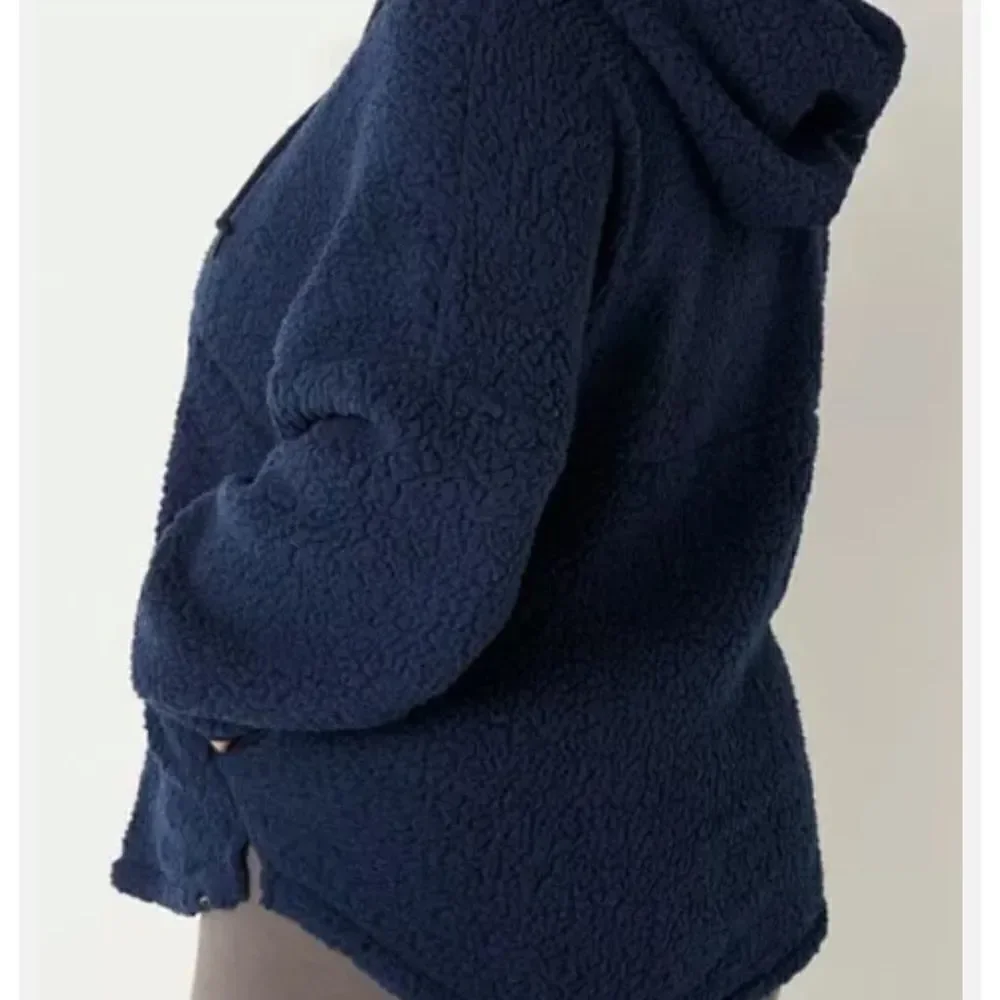 Victoria’s Secret Pink Varsity Sherpa Half Zip Pullover cozy Hoodie Ensing Blue